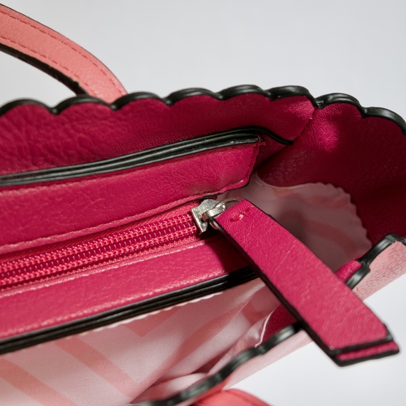 Coral Pink Faux Leather Small Tote Bag Candie’s by Fergie - Picture 10 of 17